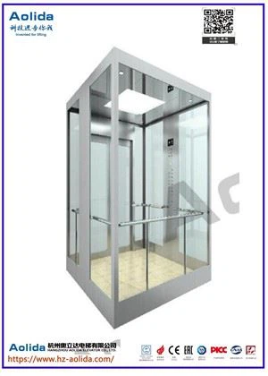 Mirror Stainless Steel MRL Panoramic Elevators